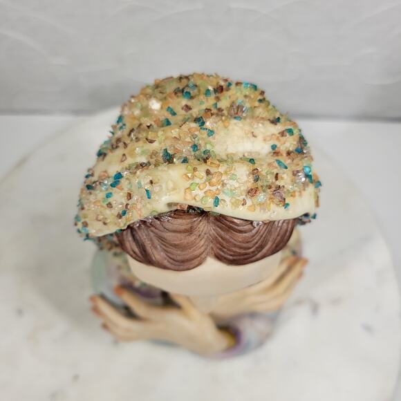 VTG Ceramic Bust 8.5" Hand Painted Porcelain Figurine Textured Girl Sculpture - Picture 14 of 16